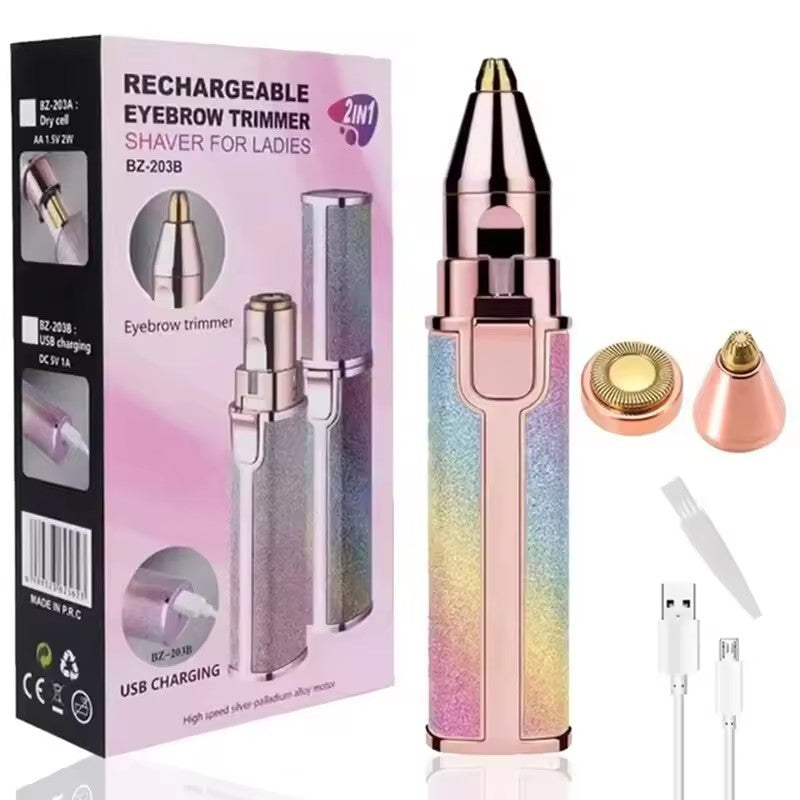 2 in 1 Electric Eyebrow Trimmer & Hair Remover for All Parts Use in Pen Flawless